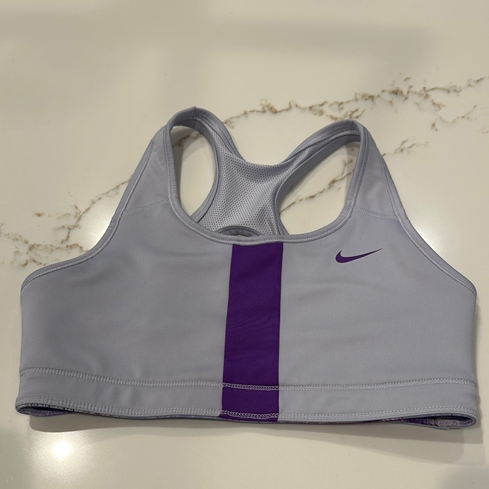 Nike Gray and Purple Racerback Sports Bra